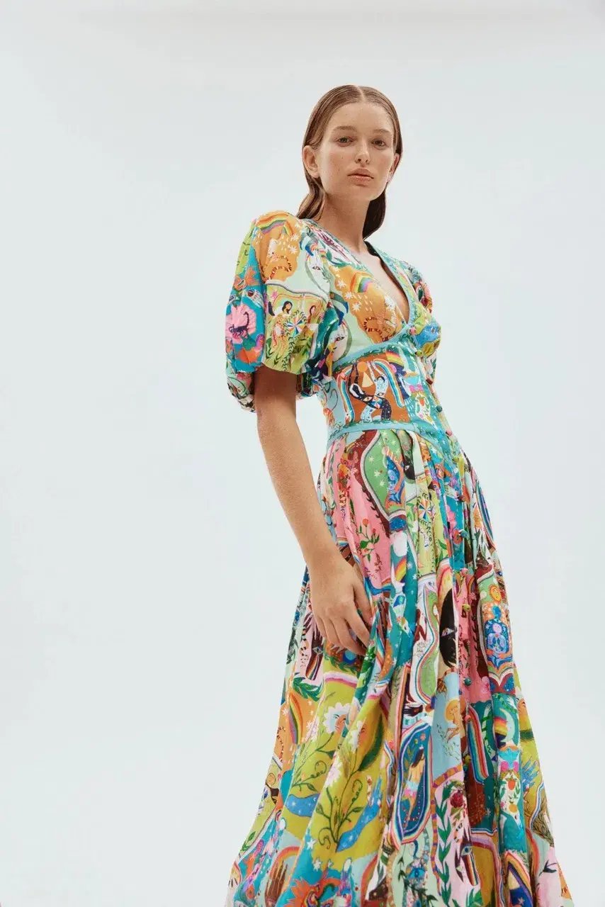 Alemais Evergreen Midi Dress Multi Size 8 photo 4