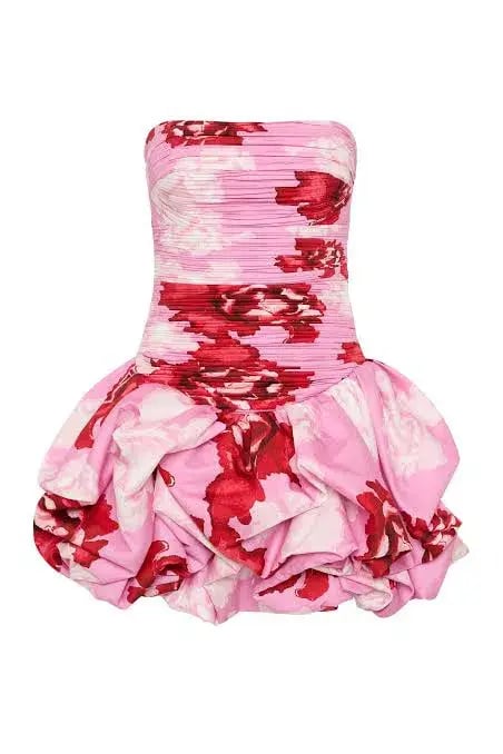 Aje Violette Bubble Hem Mini Dress Pink Boldly Blooming  Size 14 photo 3