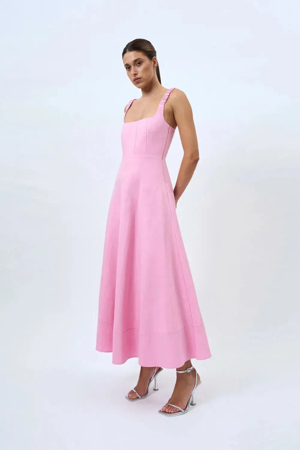By Johnny Daphne Bust Midi Dress Taffy Pink Size AU 10 photo 4