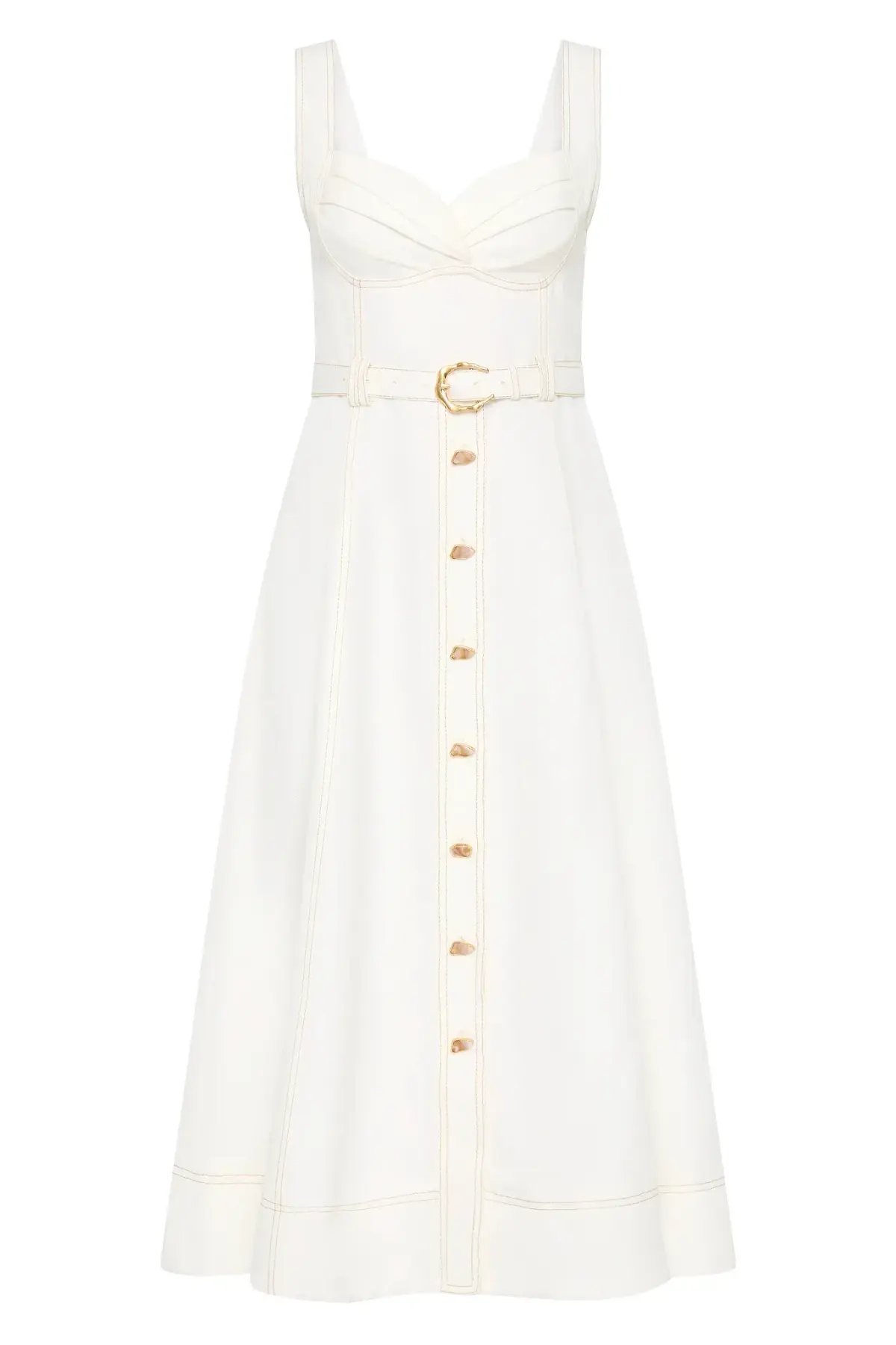 Aje Primary Belted Midi Dress Ivory Size 10 photo 5