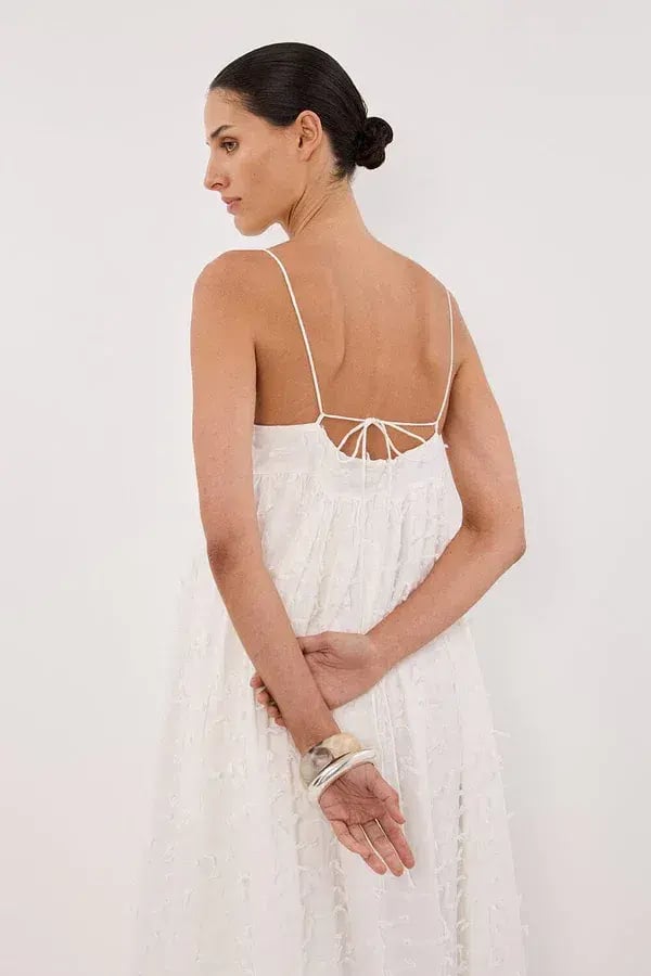 Dissh Paloma White Babydoll Midi Dress Size 10 photo 2