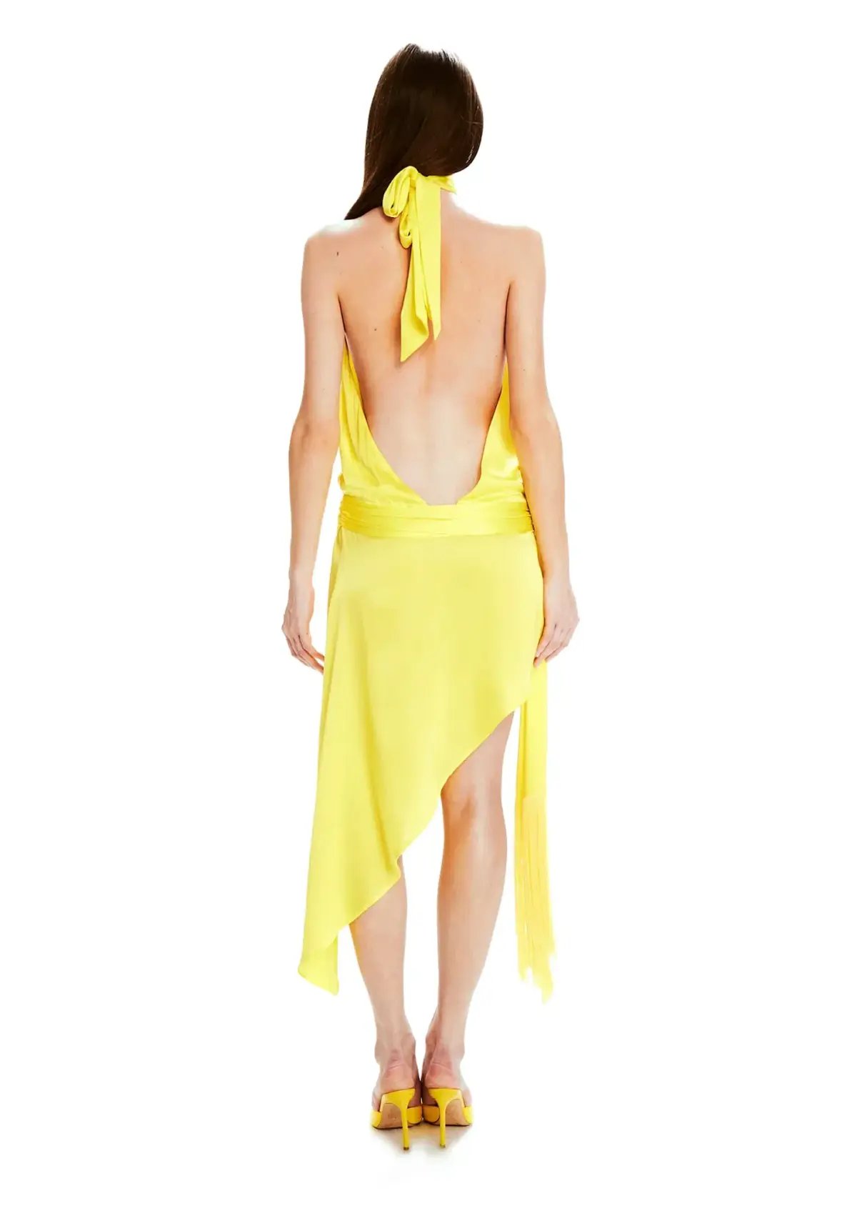 Mirae Paris Amos Sunrise Dress Jaune Yellow Size 8 photo 3