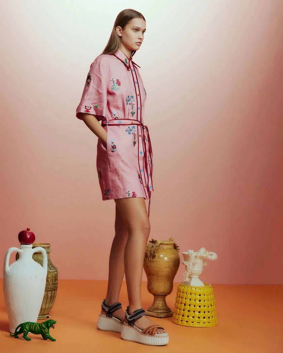 Alemais Timmy Embroidered Mini Dress Pink Size AU 14 photo 2