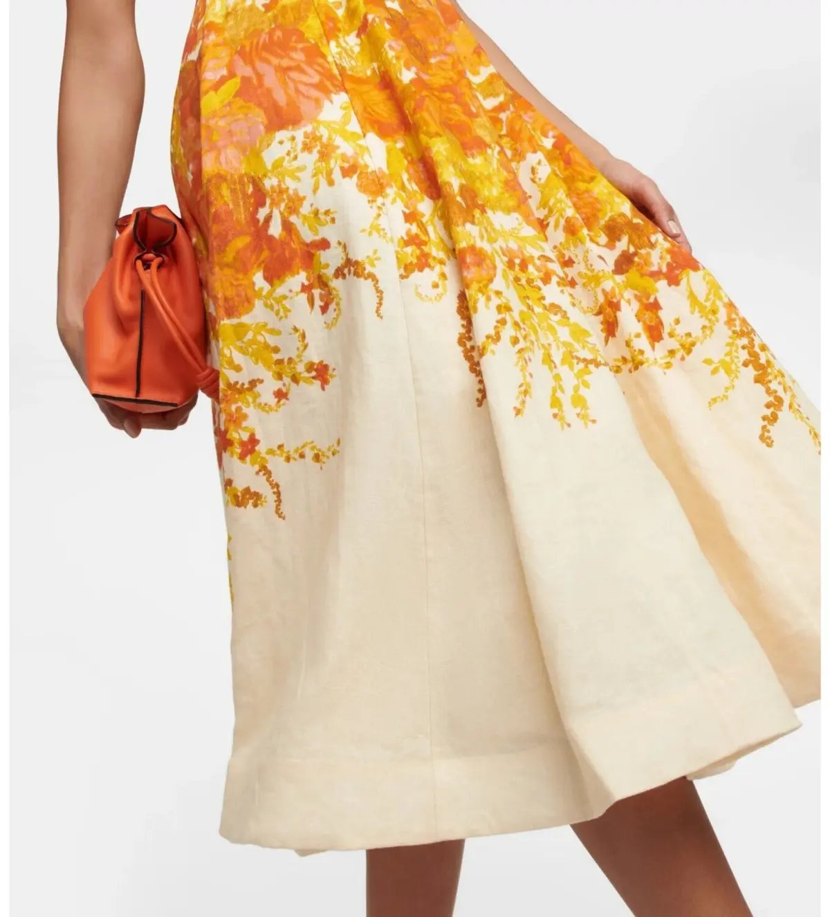 Zimmermann High Tide Picnic Linen Midi Dress Citrus Ikat Size 3 AU 14 photo 6