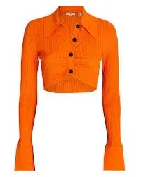 A.L.C. Ashlyn Rib Knit Crop Top Orange Size 8 photo 3