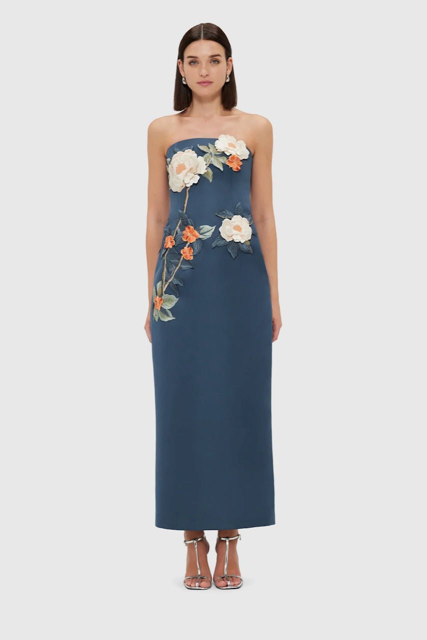 Leo Lin Rayna Appliqué Floral Bustier Maxi Dress - Pear Blossom photo 4