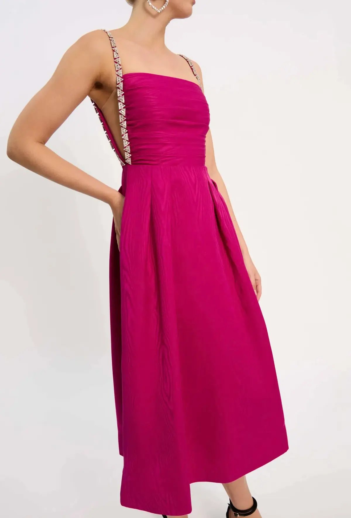 Rebecca Vallance Cynthia Midi Dress Fuchsia Pink Size 14 photo 4