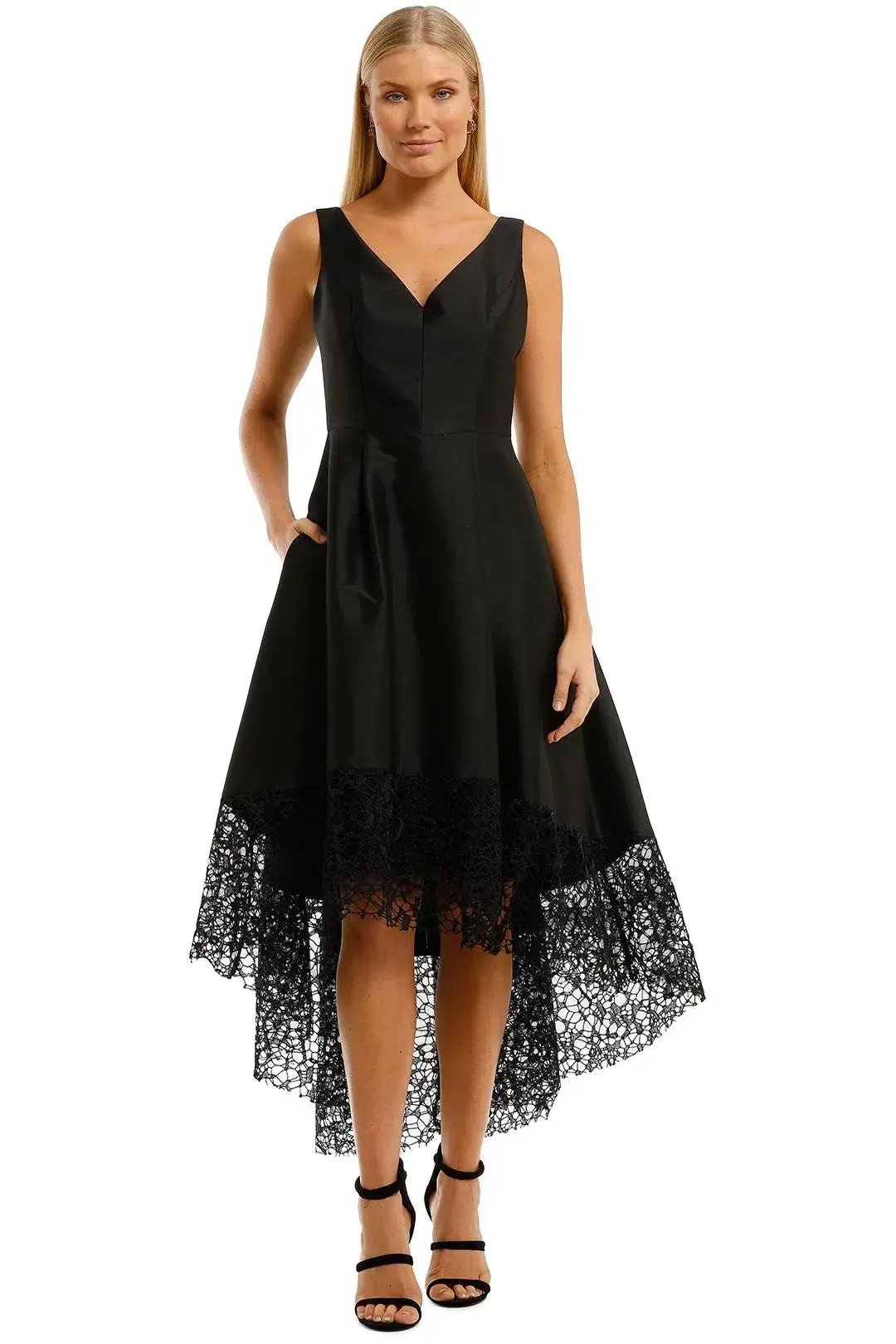 Anthea Crawford Satin Hi Lo Midi Dress in Black Size 10 photo 4