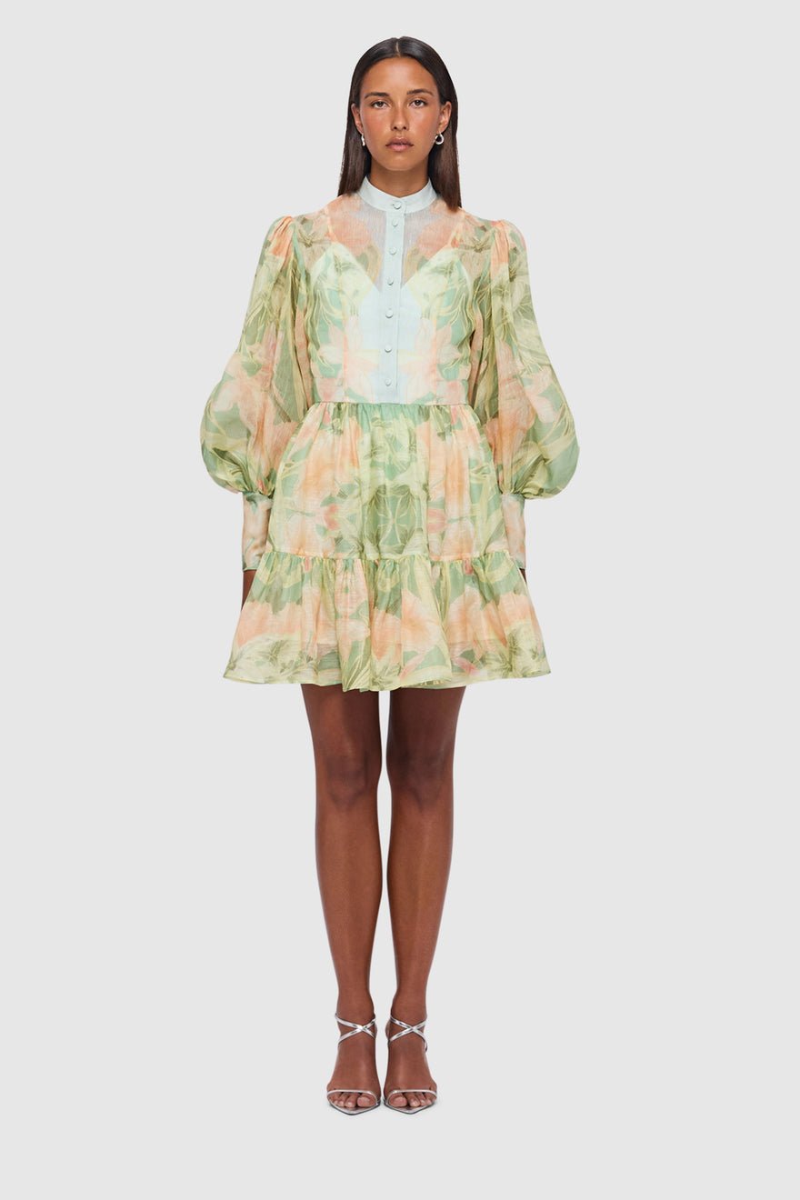 Leo Lin Alexandra Mini Dress - Orient Print in Evergreen photo 4