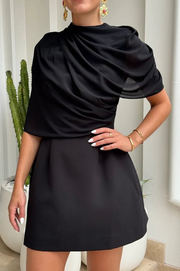ODD MUSE THE ULTIMATE MUSE GATHERED MINI DRESS - BLACK photo 2