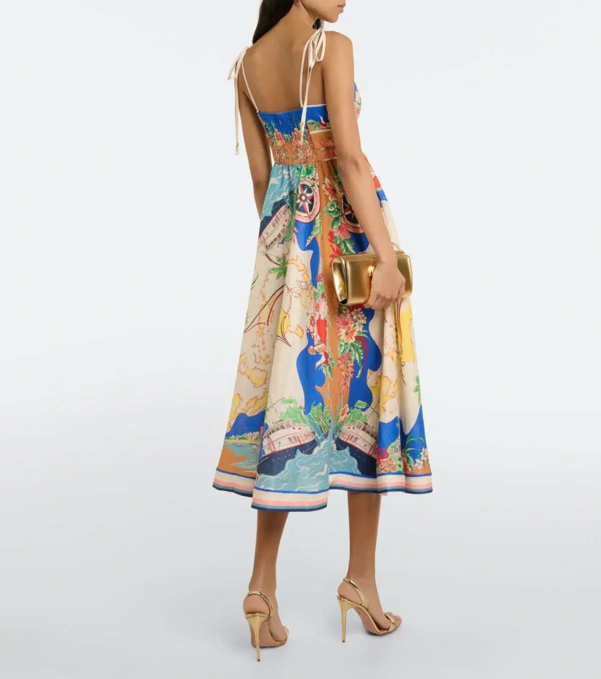 Zimmermann Alight Picnic Midi Dress Nautical Map Print Size 0 / AU 8 photo 3
