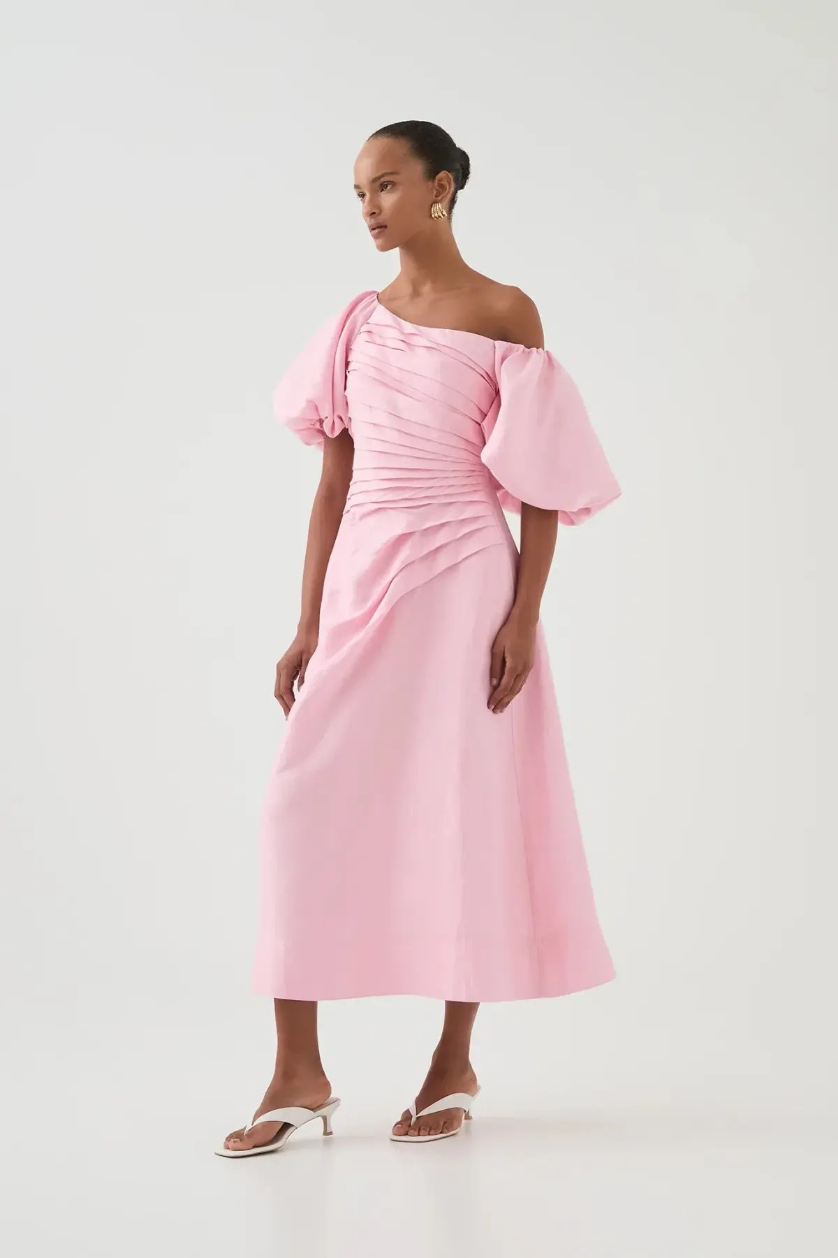 Aje Cadence Ruched Midi Dress / Pink / Size 16 photo 3