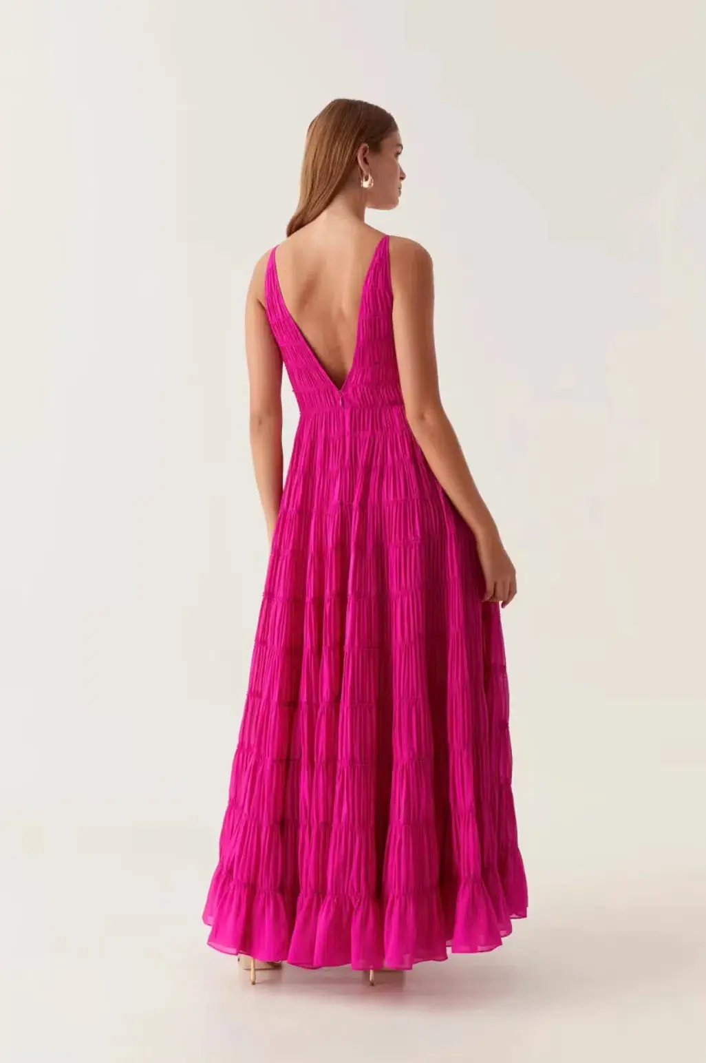 Aje Rosewood Ruched Maxi Dress Magenta Size AU 6 photo 2