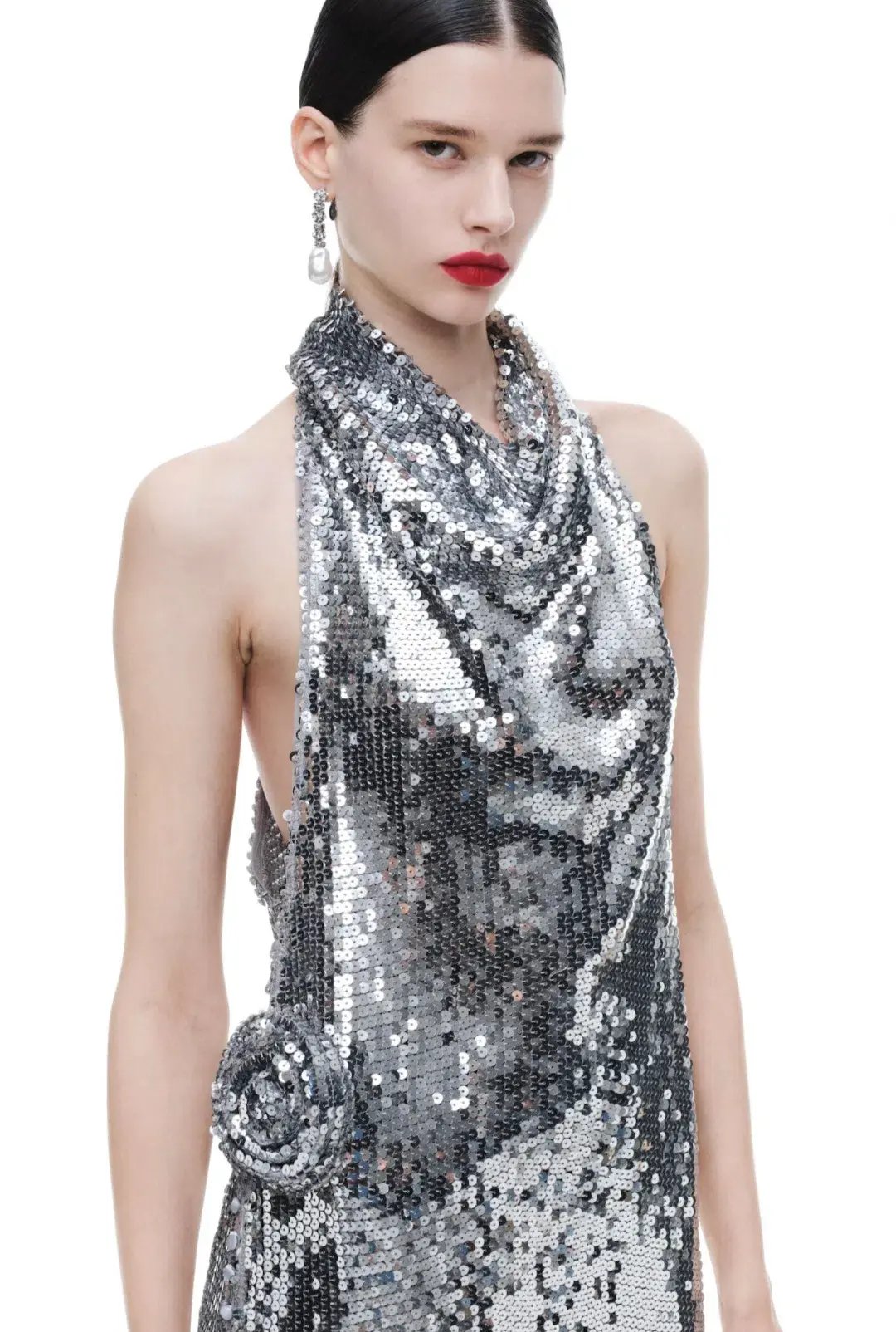 Magda Butrym x H&M Sequin Rose Appliqué Maxi Dress Size XL/AU16 photo 2