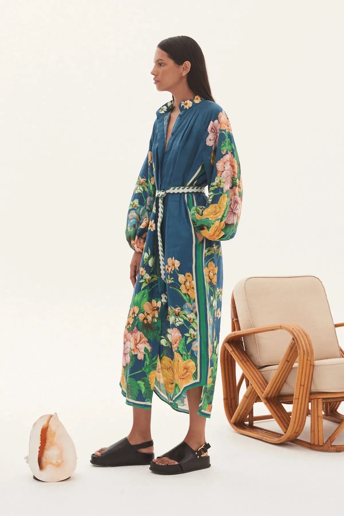 Alemais Lyla Linen Shirt Dress Floral Size 10 photo 2