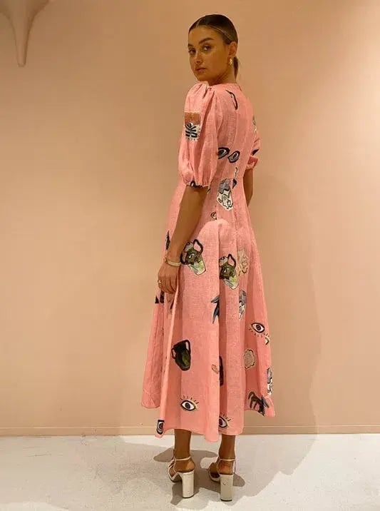 Alemais Cleo Midi Dress in Pink Size AU 12 photo 4