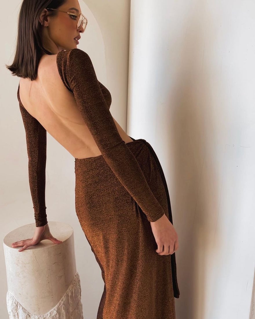 Meshki Christina Maxi Dress - Brown photo 2