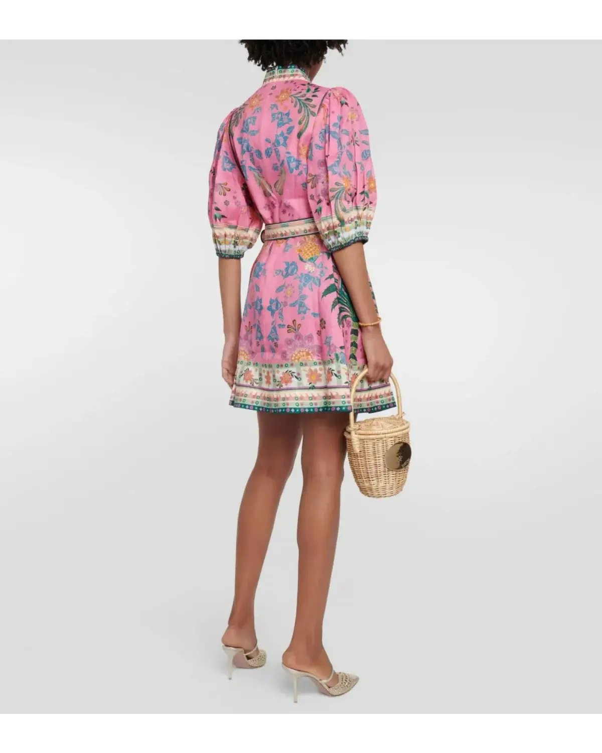 Zimmermann Ginger Buttoned Mini Dress in Pink Multi Size 1 / AU 10 photo 2