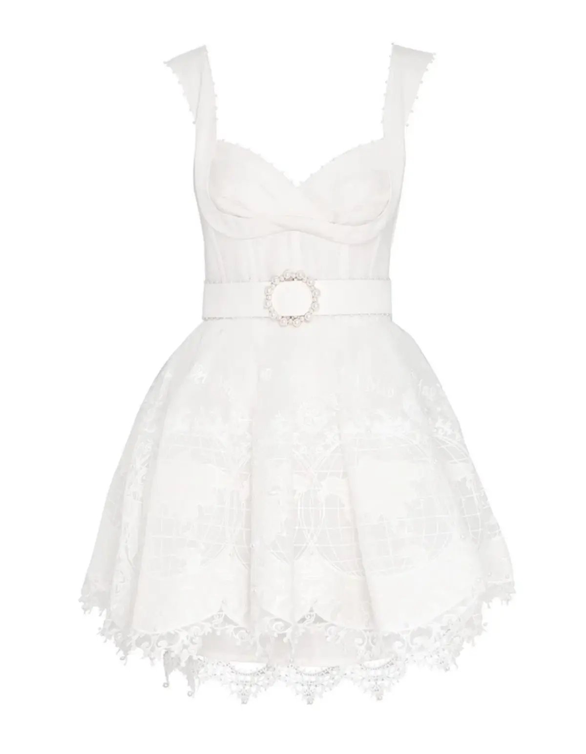 Zimmermann High Tide Embroidered Mesh Mini Dress Ivory Size 1 / Au 10 photo 4