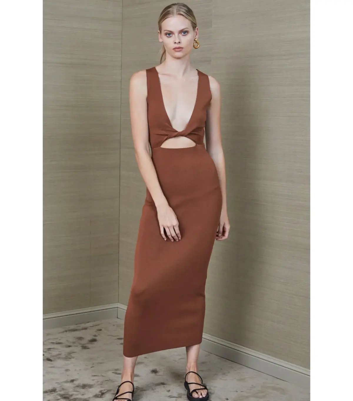 Bec & Bridge Sorbet Midi Dress in Chocolate Size AU 8 photo 2