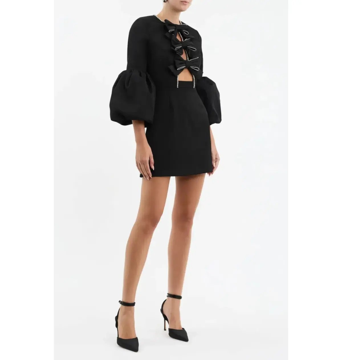Rebecca Vallance Augustine Bow Mini Dress Black Size AU 14 photo 3