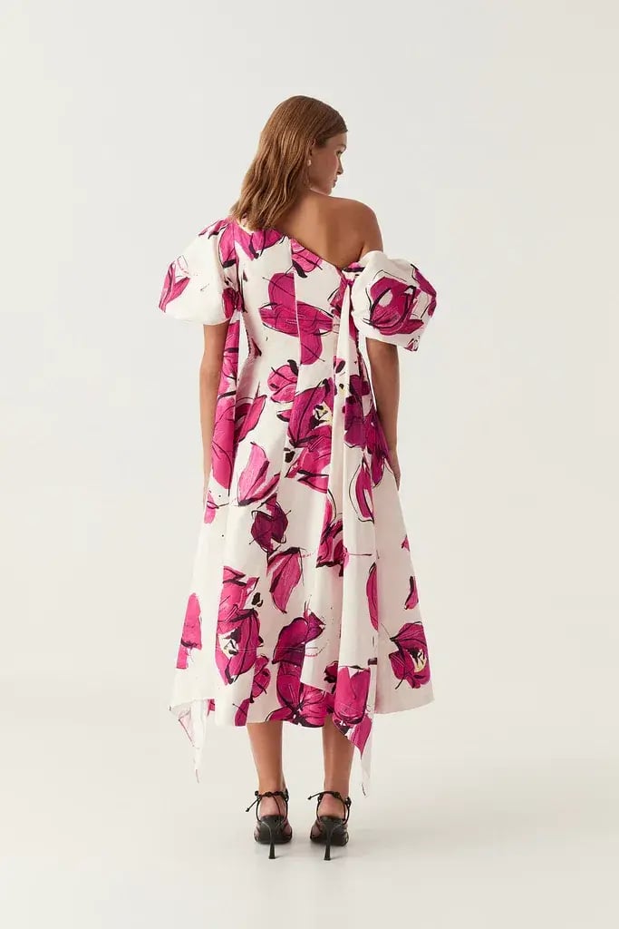 Aje Arista Tulip Sleeve Midi Dress Falling Florals Size 10 photo 2