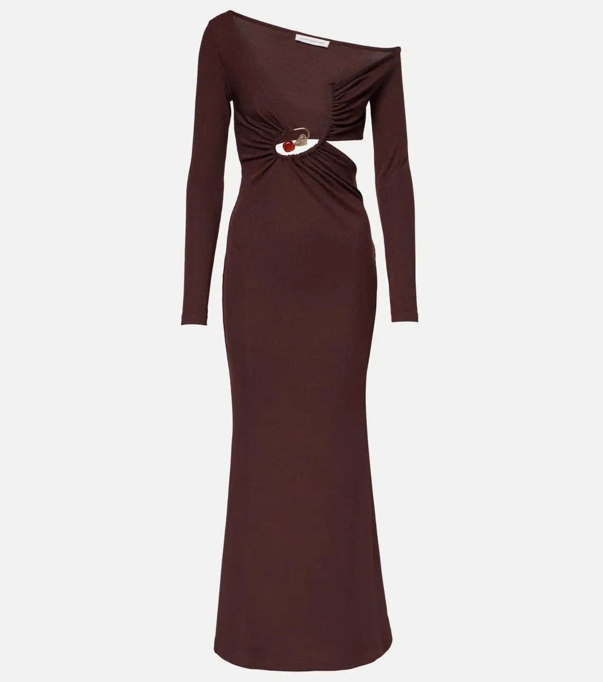 Christopher Esber Spiral Crystal Ribbed-Knit Midi Dress Mahogany Size 10 photo 5