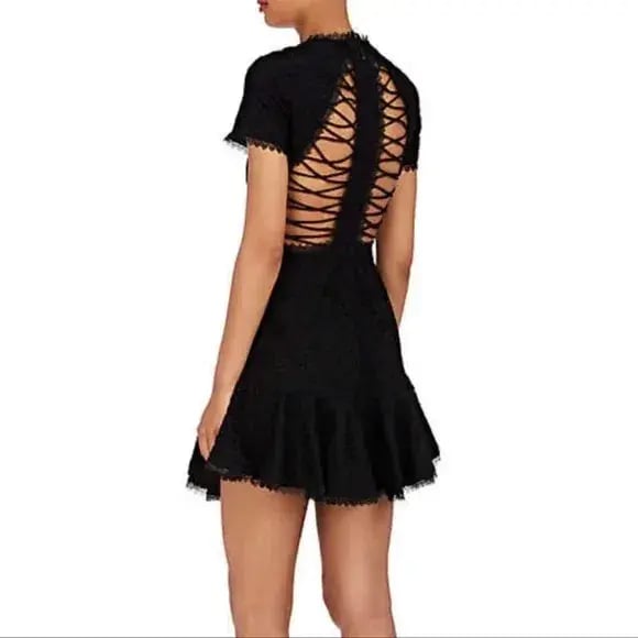 Zimmermann Broderie Lattice Eyelet Cutout Mini Dress Black Size 1 / AU 10 photo 2