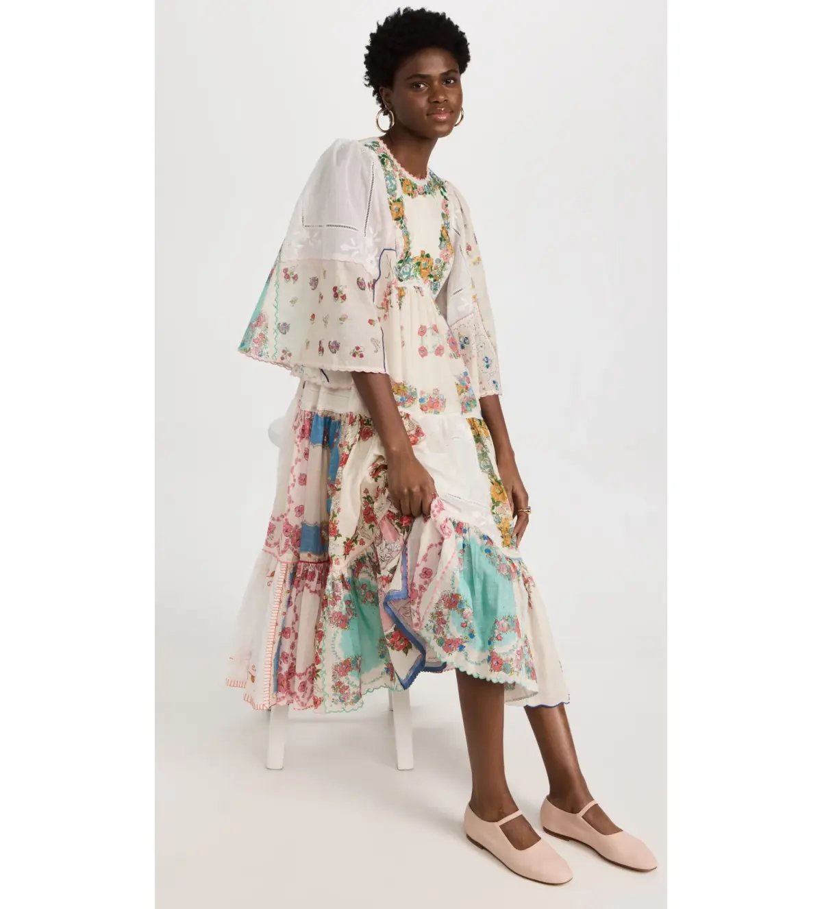 Zimmermann Clover Patched Midi Dress Multi Floral Size 1 AU 10 photo 3