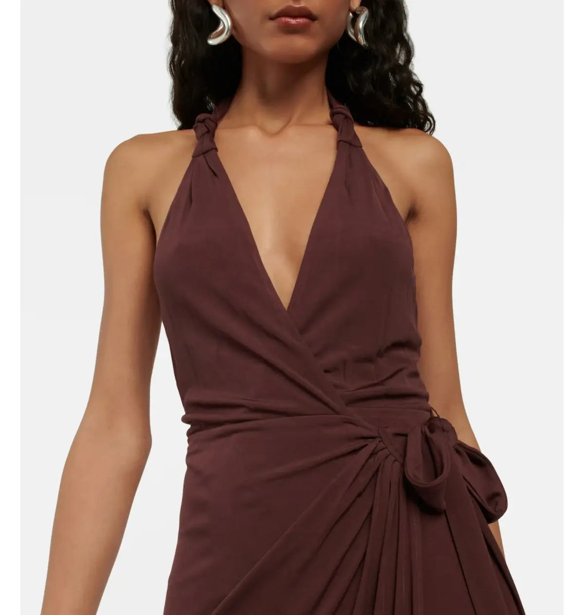 Staud Halterneck Dress Brown Size AU 6 photo 3