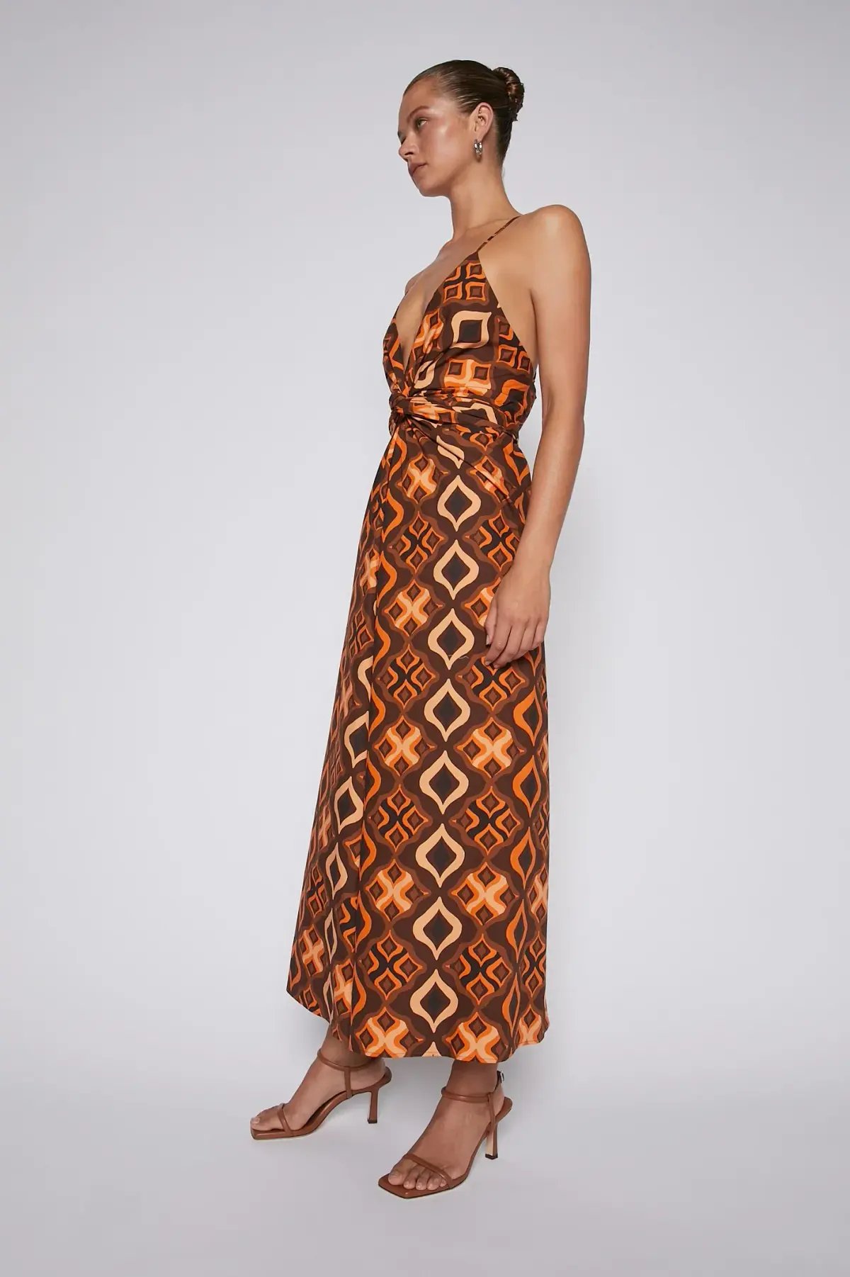Scanlan Theodore Tile Print Cotton Dress Caramel Size 8 photo 4