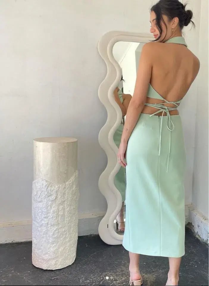 San Sloane Alessia Top and Skirt Set Pale Green Size 6 photo 3