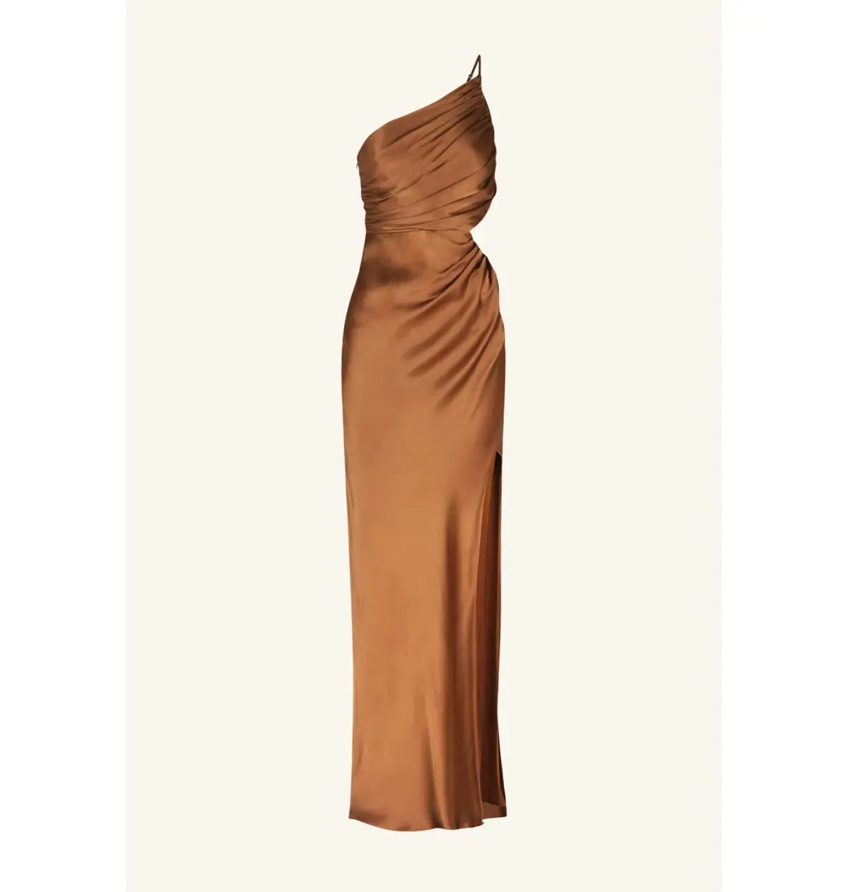 Shona Joy La Lune Asymmetrical Gathered Maxi Dress Almond Size AU 10 photo 6