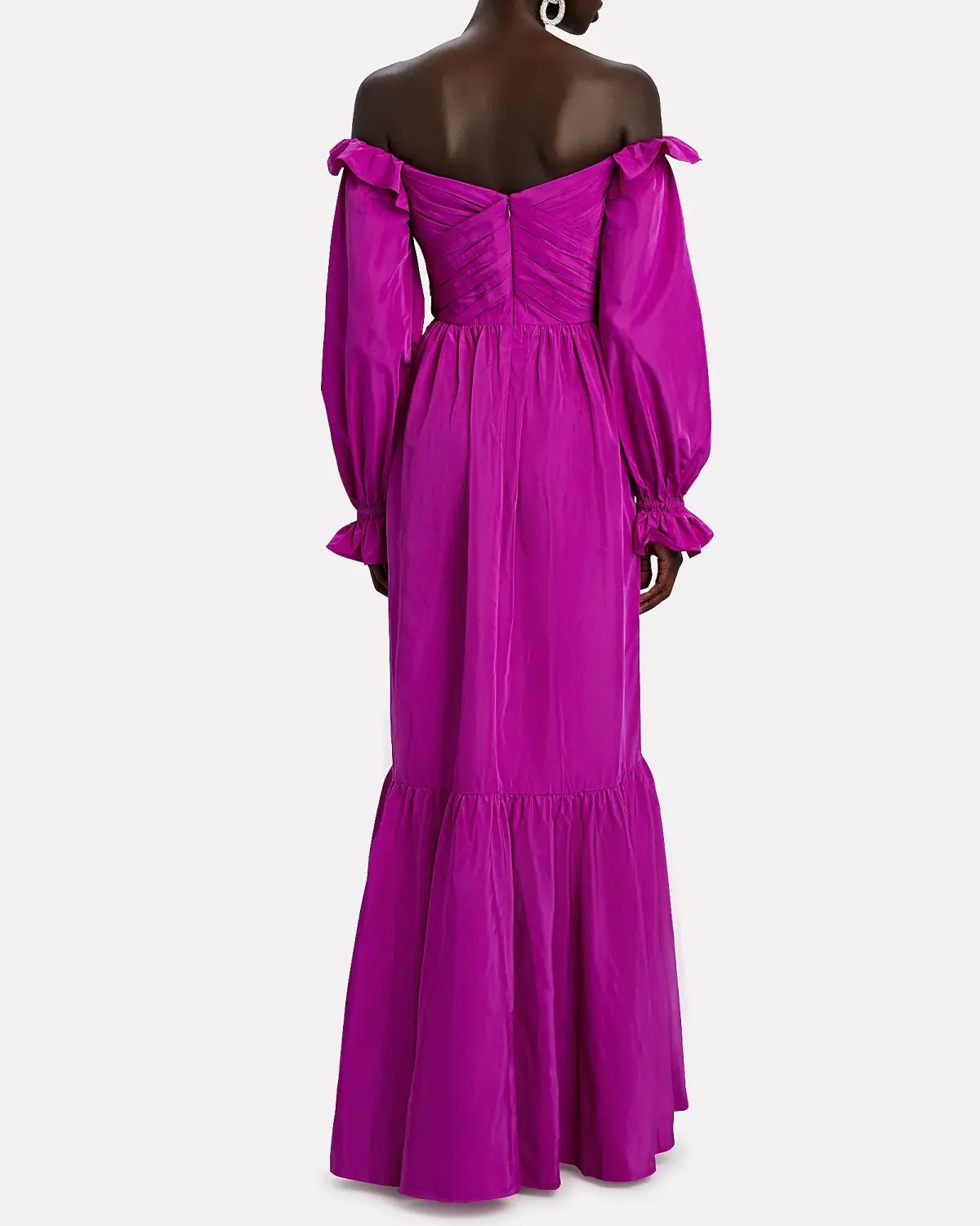Self Portrait Off-the-shoulder ruffled taffeta gown Purple Size AU 12 photo 2