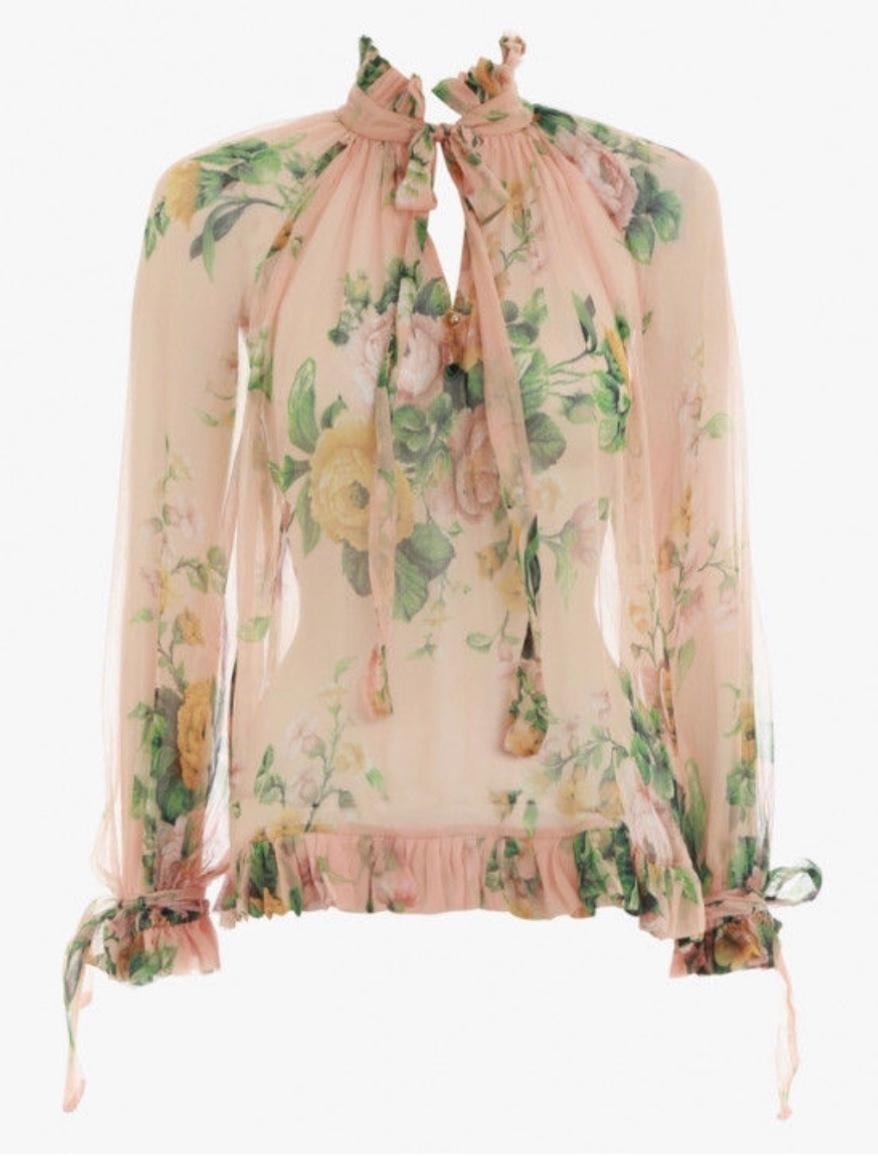 Zimmermann Zippy Necktie Top Peach Garden Floral Print Size 0 / AU 8 photo 4