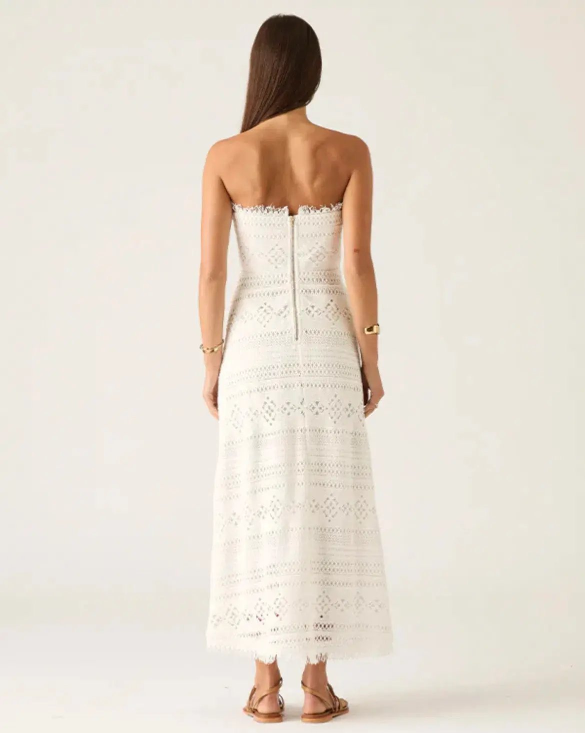 Mos The Label Daniela Textured Midi Dress Bright White Size 10 photo 4