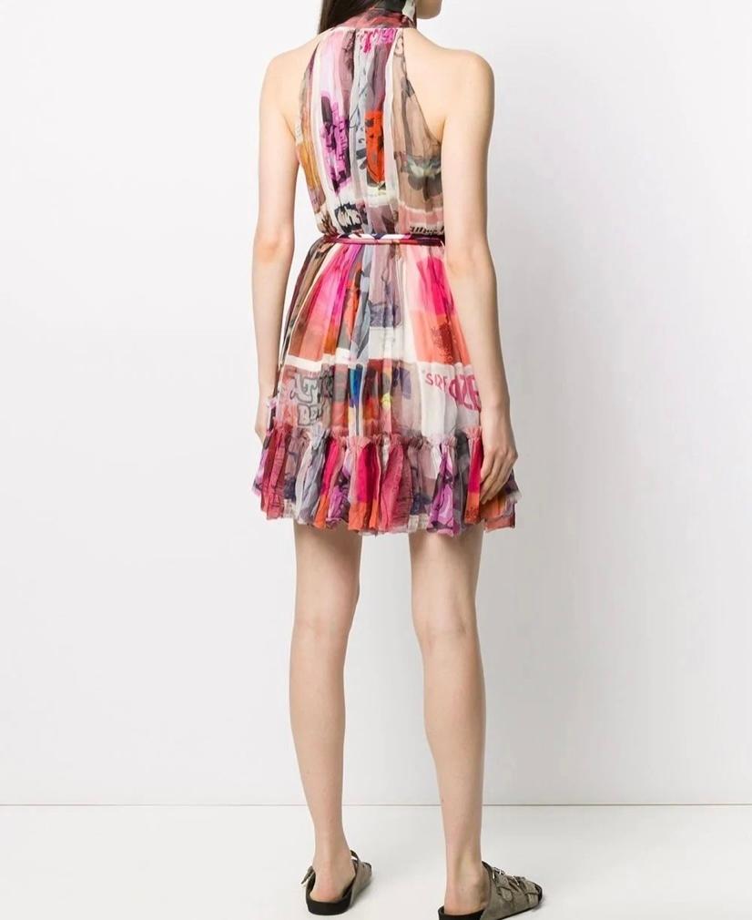 Zimmermann Wavelength High Collar Sleeveless Mini Dress Multi Size 8 photo 2