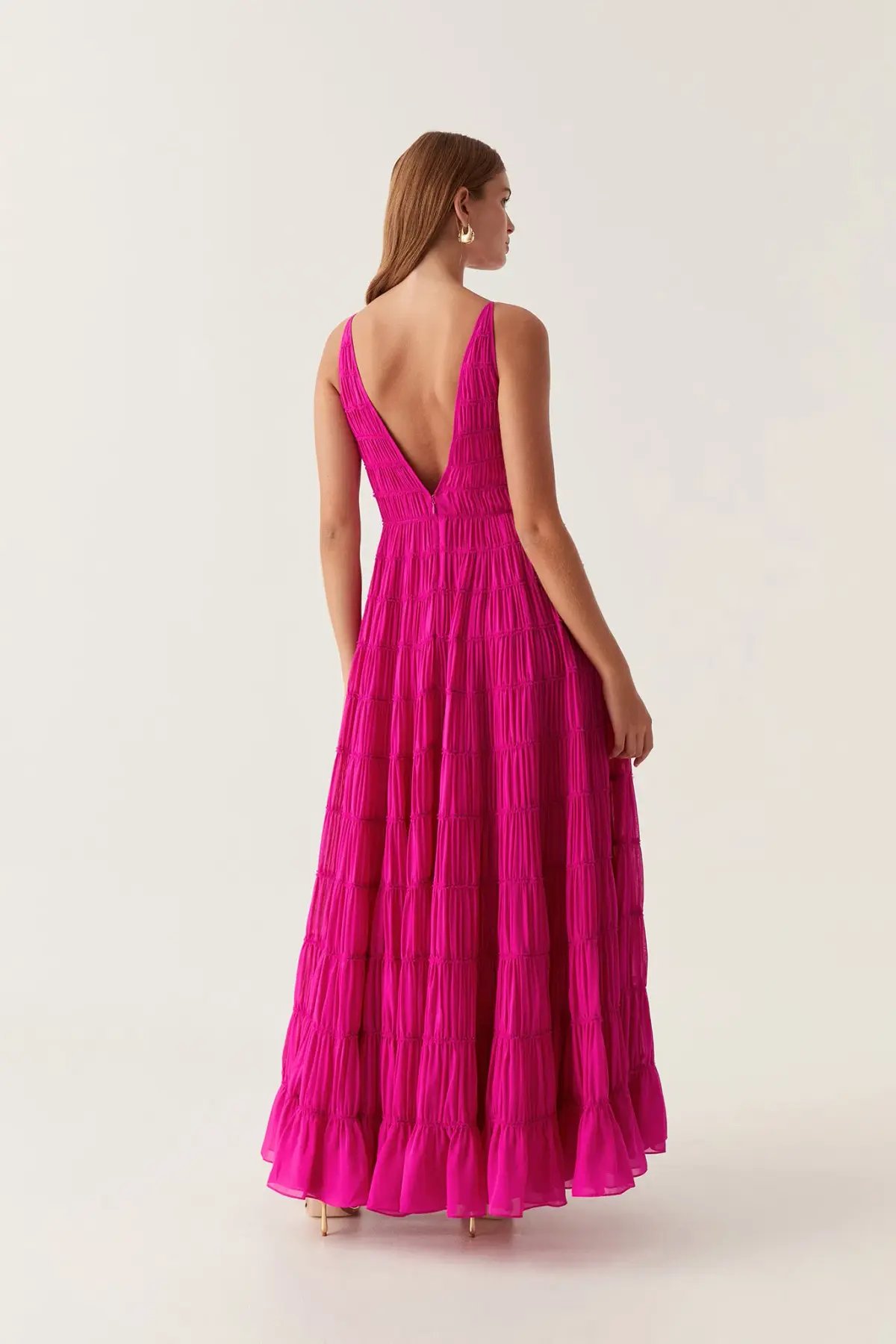 Aje Rosewood Ruched Maxi Dress Magenta Size 6 photo 3