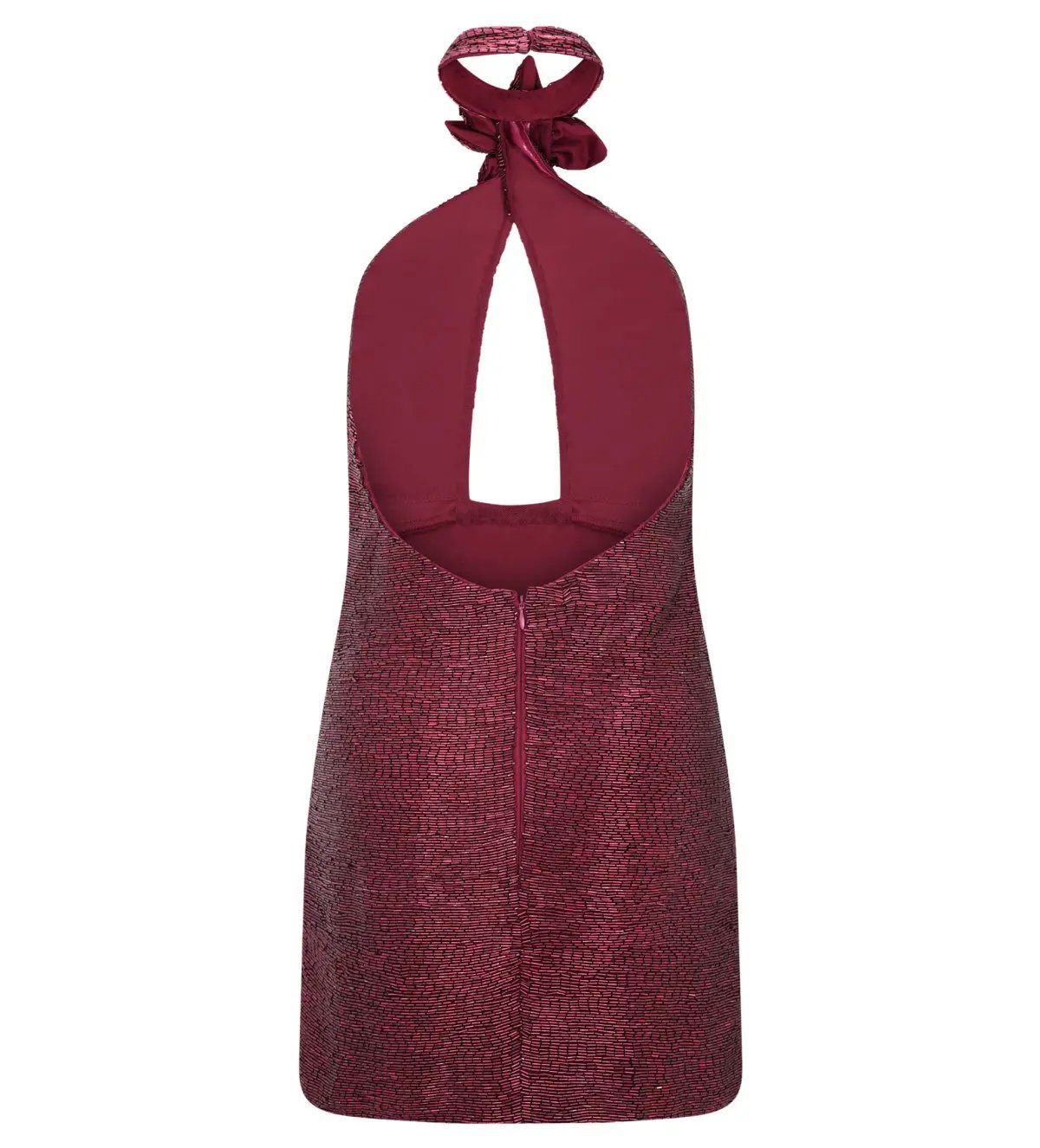 Meshk Nylah Beaded Halter Mini Dress Burgundy Size 6 photo 7