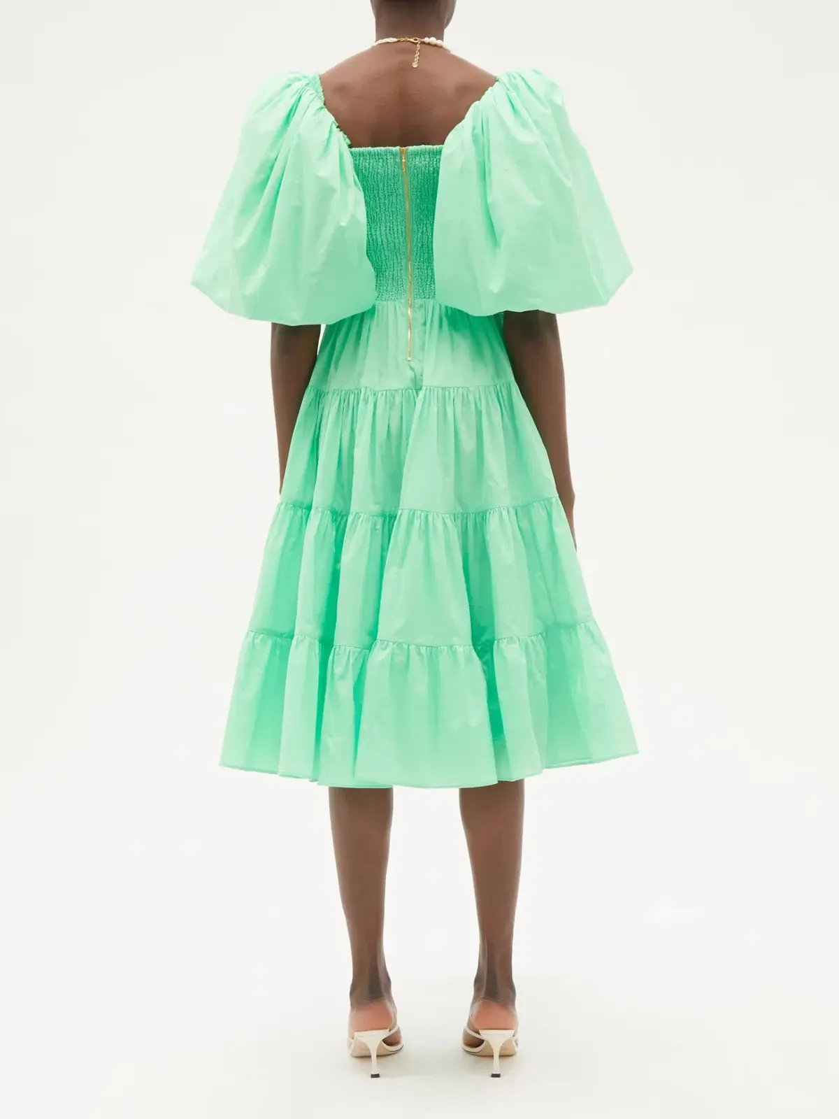 Aje Cherished puff-sleeve linen Dress Green Size AU 4 photo 2