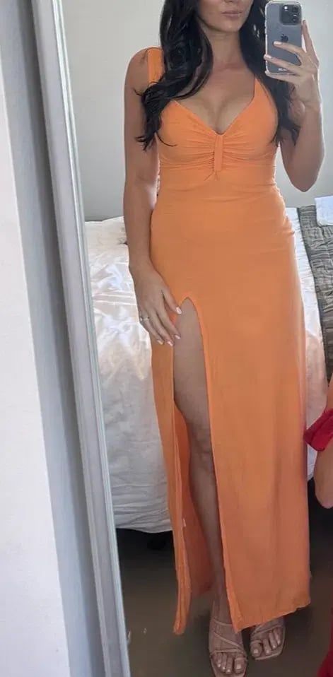 May the Label Orange Maxi dress with thigh spilt photo 2