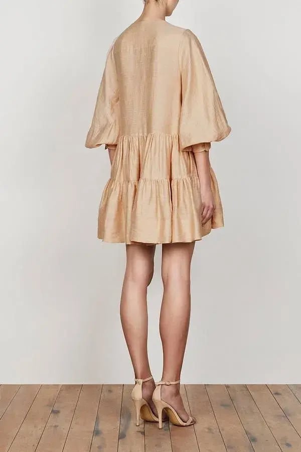 Shona Joy Savoye Linen Tuxedo Shirt Dress Biscuit Size10 photo 3