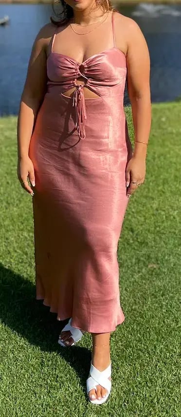 Shona Joy Eloise Lace Up Midi Dress Pink Size AU 14 photo 3