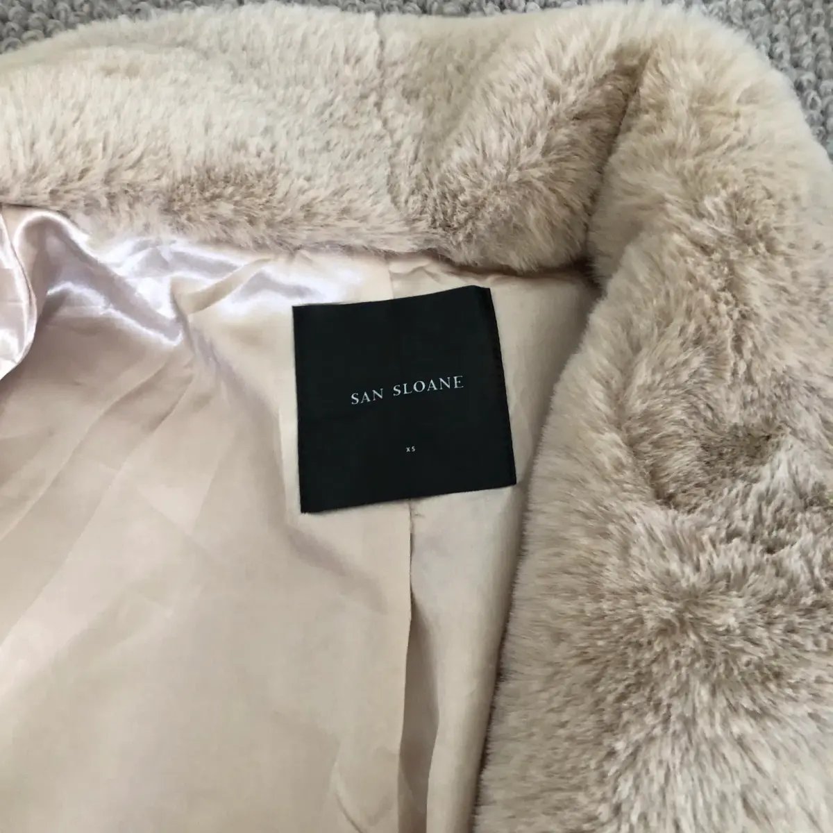 San Sloane Crawford Faux Fur Jacket Light Tan Size XS / Au 6 photo 6