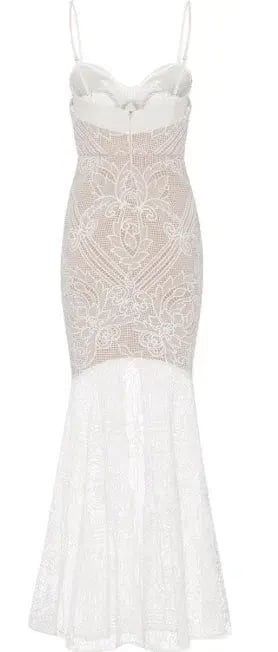 Sheike Lunar Lace Maxi Dress Ivory Size 12 photo 4