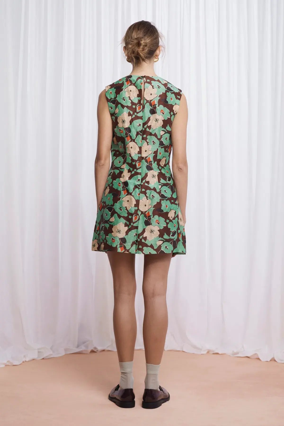 Lovaan Harper Silk Linen Green Floral Size 14 photo 5