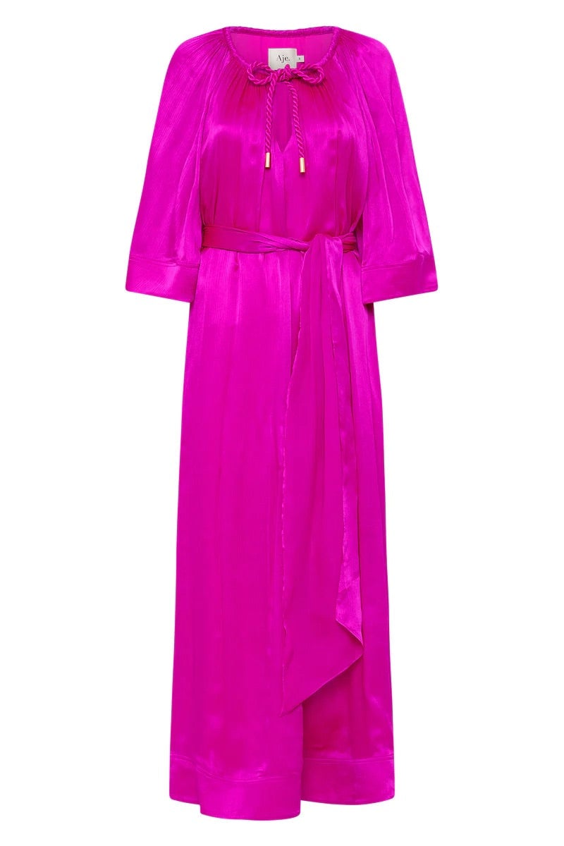 Aje Seraphina Smock Midi Dress - Deep Magenta photo 4