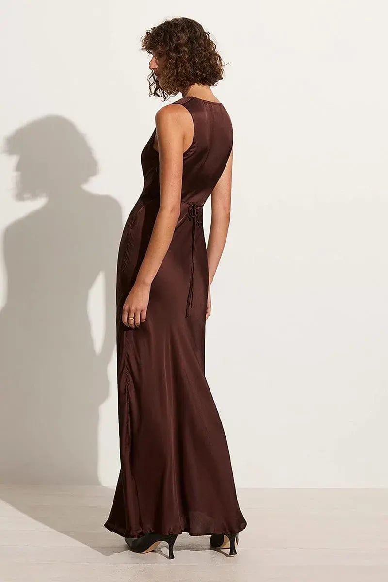 Faithfull the Brand Barossa Maxi Dress Dark Truffle Size 8 photo 3
