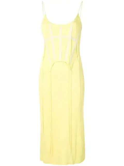 Dion Lee Silk Jersey Corset Dress Lemon Size 6 photo 2