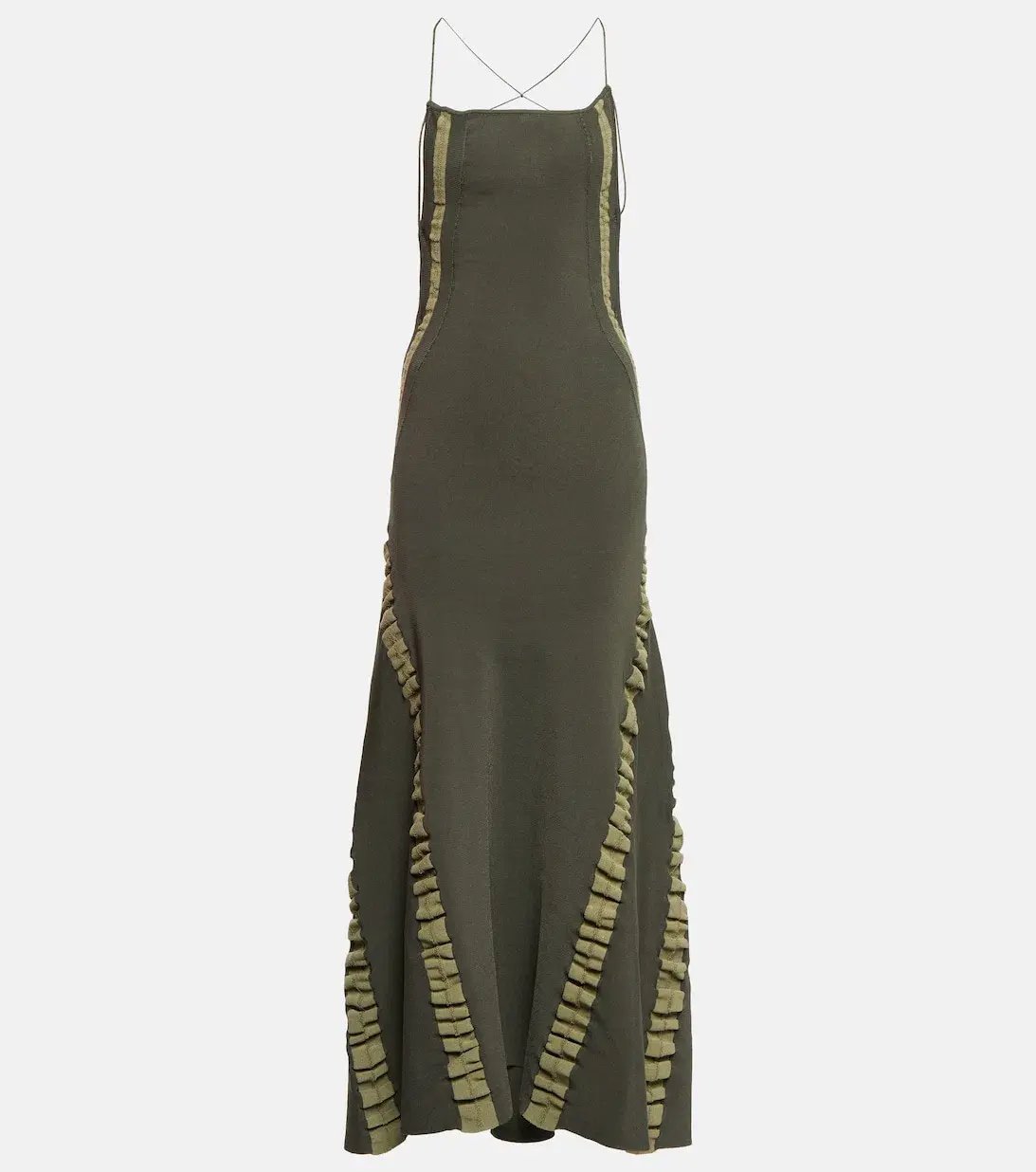 Jacquemus Maille Slip Maxi Dress Green Size 8 photo 3